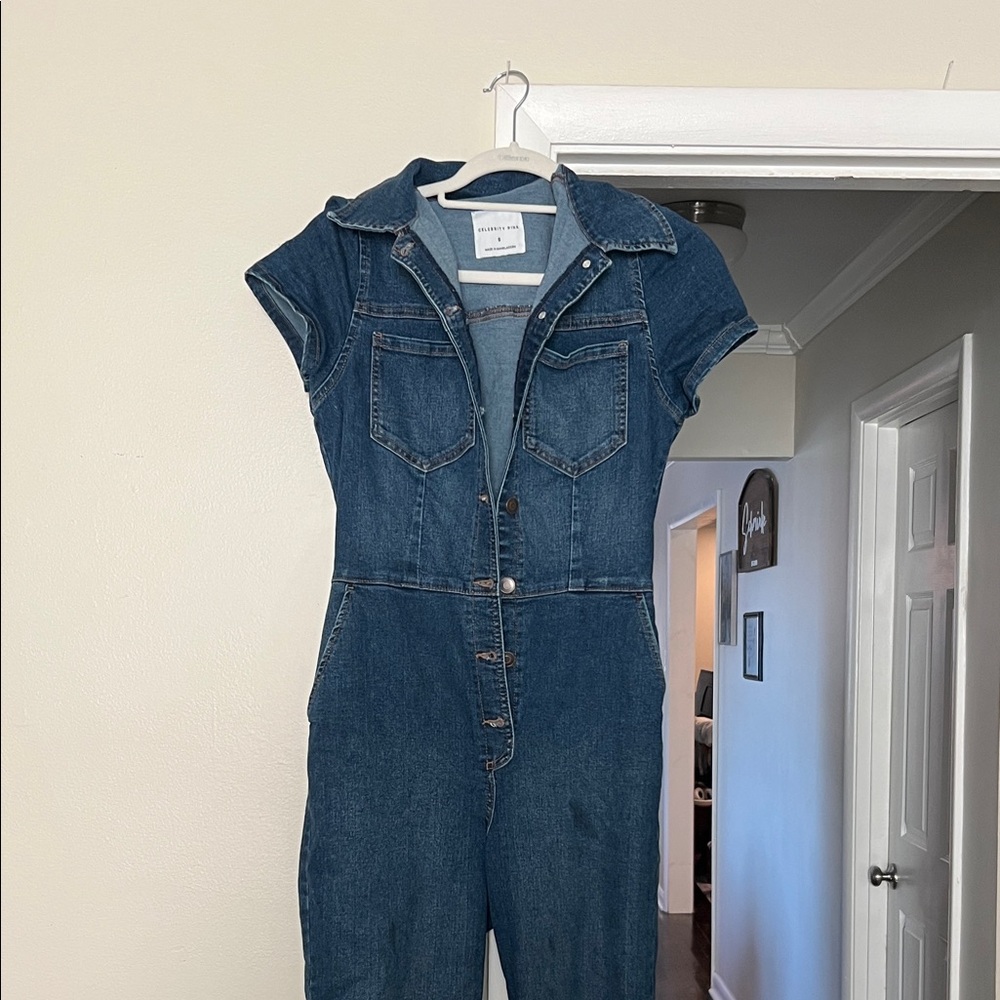 Celebrity Pink Denim Jumpsuit